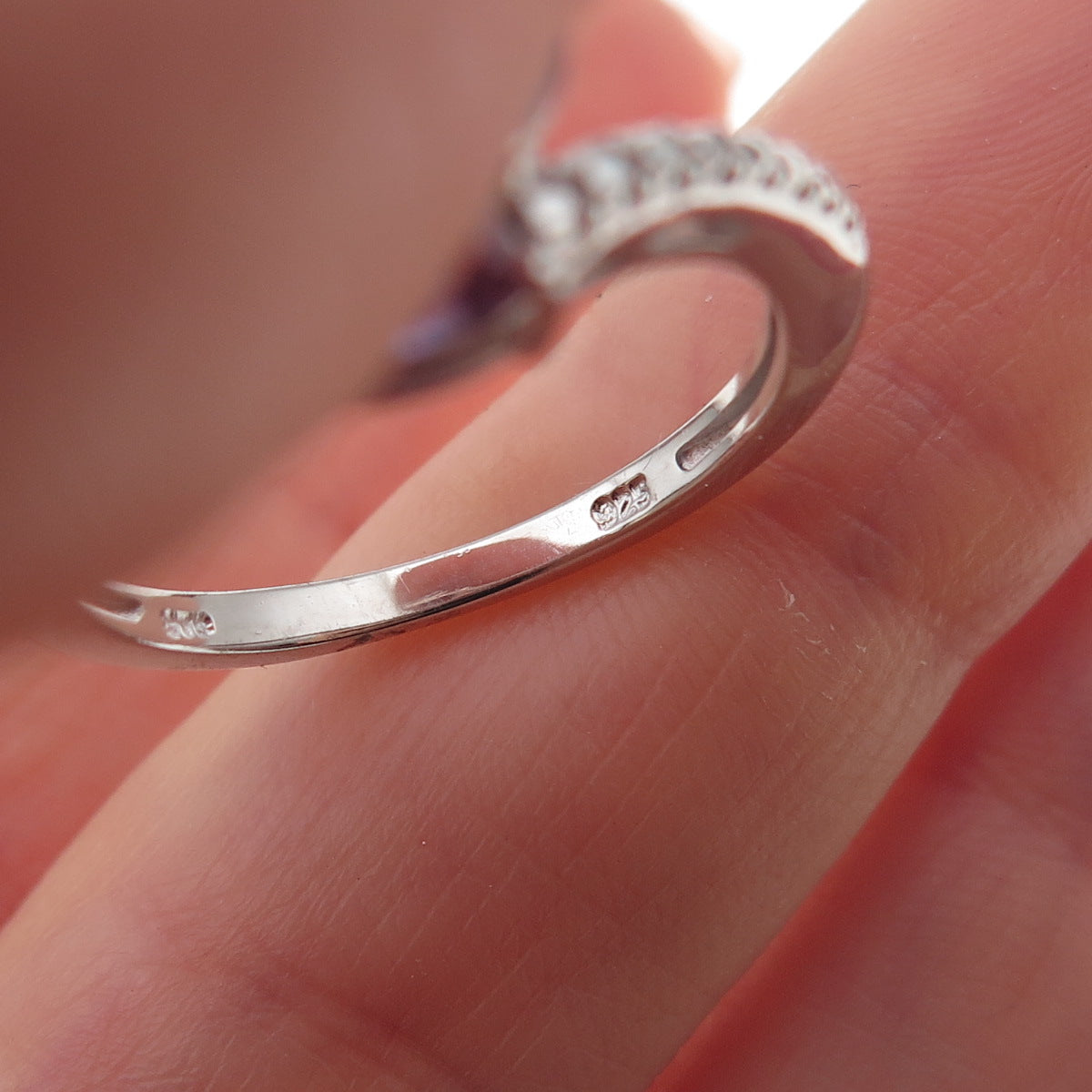 Chuck Clemency 925 Sterling Silver Real Tanzanite Bypass Ring Size 8