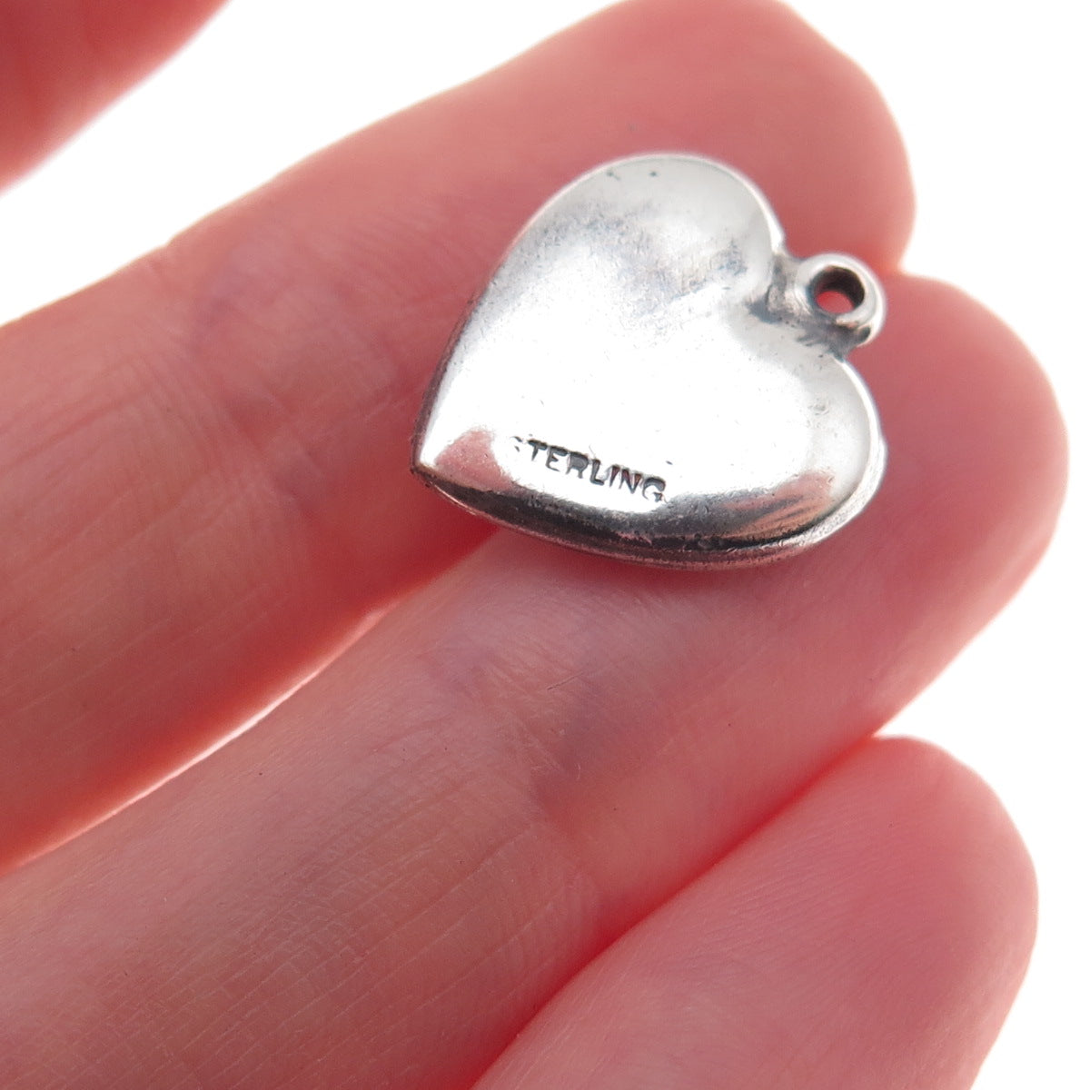 925 Sterling Silver Antique Art Deco Enamel Rose Heart Chatelaine Charm Pendant