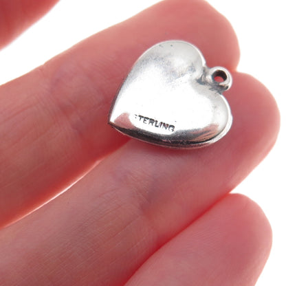 925 Sterling Silver Antique Art Deco Enamel Rose Heart Chatelaine Charm Pendant