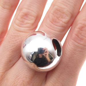 925 Sterling Silver Vintage Modernist Oxidized Dome Ring Size 8