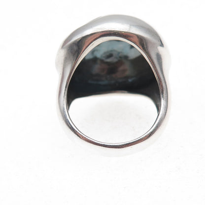 925 Sterling Silver Vintage Modernist Oxidized Dome Ring Size 8