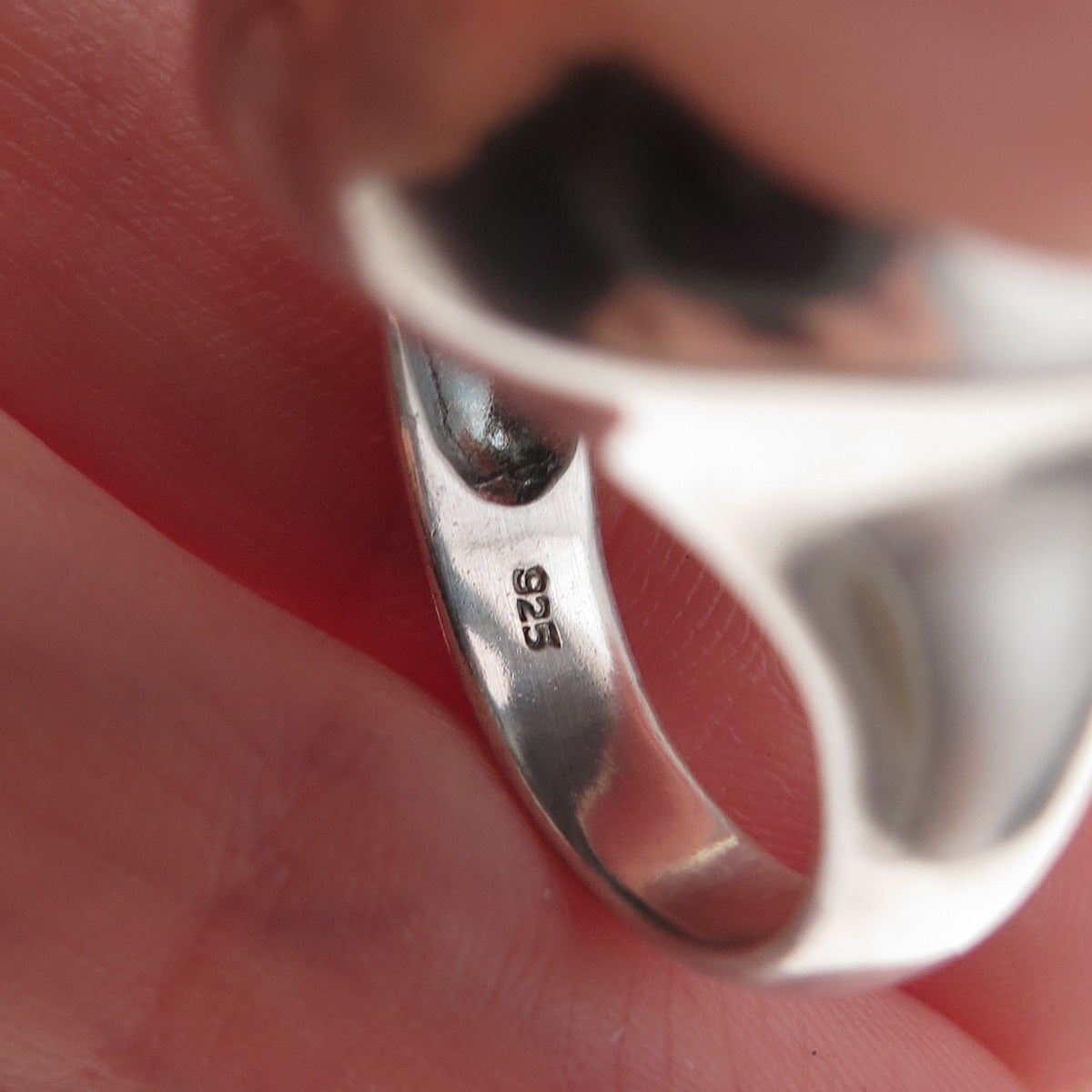 925 Sterling Silver Vintage Modernist Oxidized Dome Ring Size 8