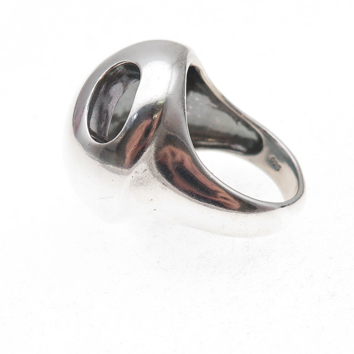 925 Sterling Silver Vintage Modernist Oxidized Dome Ring Size 8
