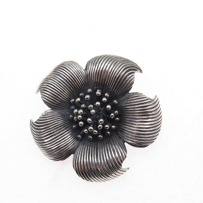 Tiffany & Co. 925 Sterling Silver Vintage Dogwood Flower Oxidized Pin Brooch
