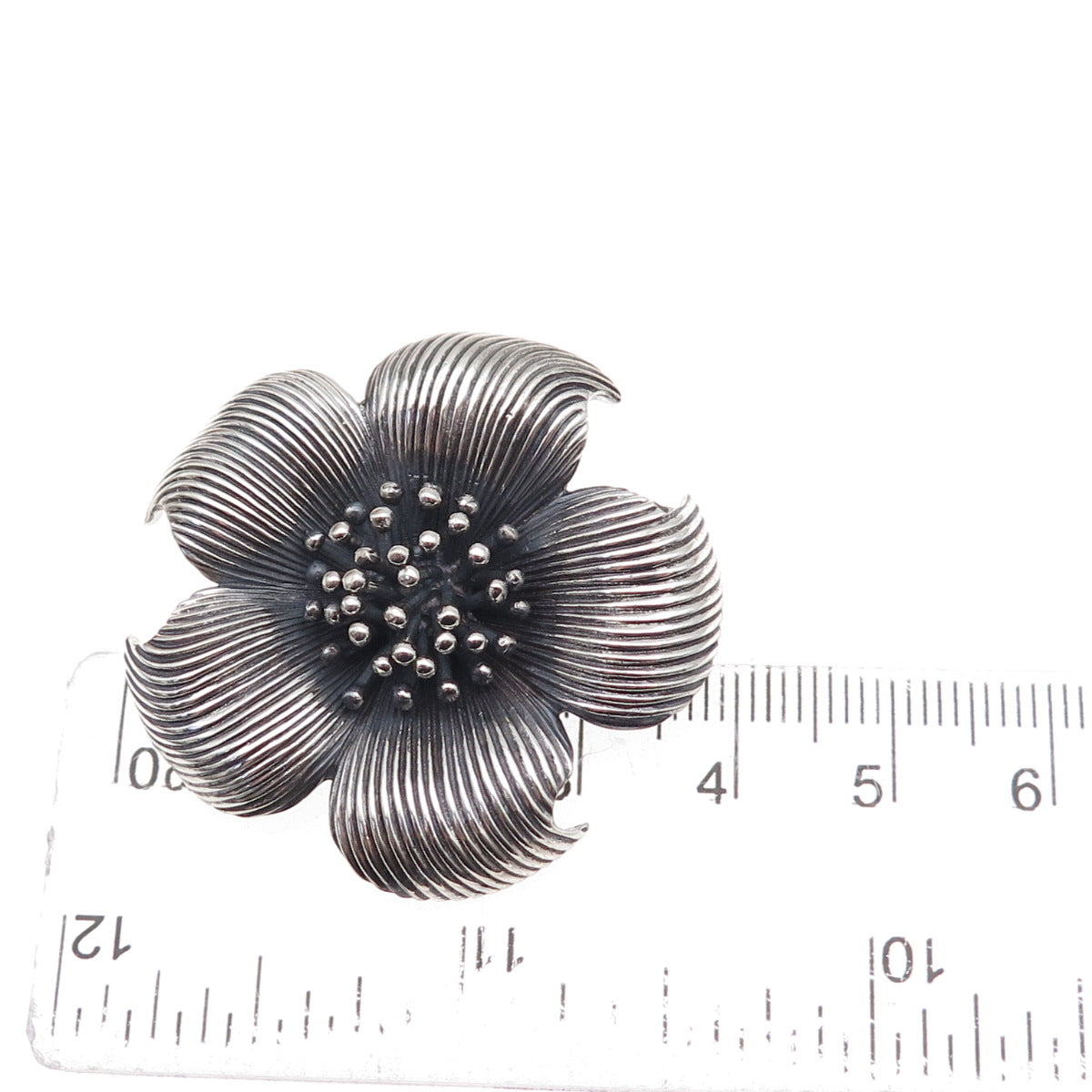 Tiffany & Co. 925 Sterling Silver Vintage Dogwood Flower Oxidized Pin Brooch