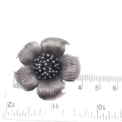 Tiffany & Co. 925 Sterling Silver Vintage Dogwood Flower Oxidized Pin Brooch