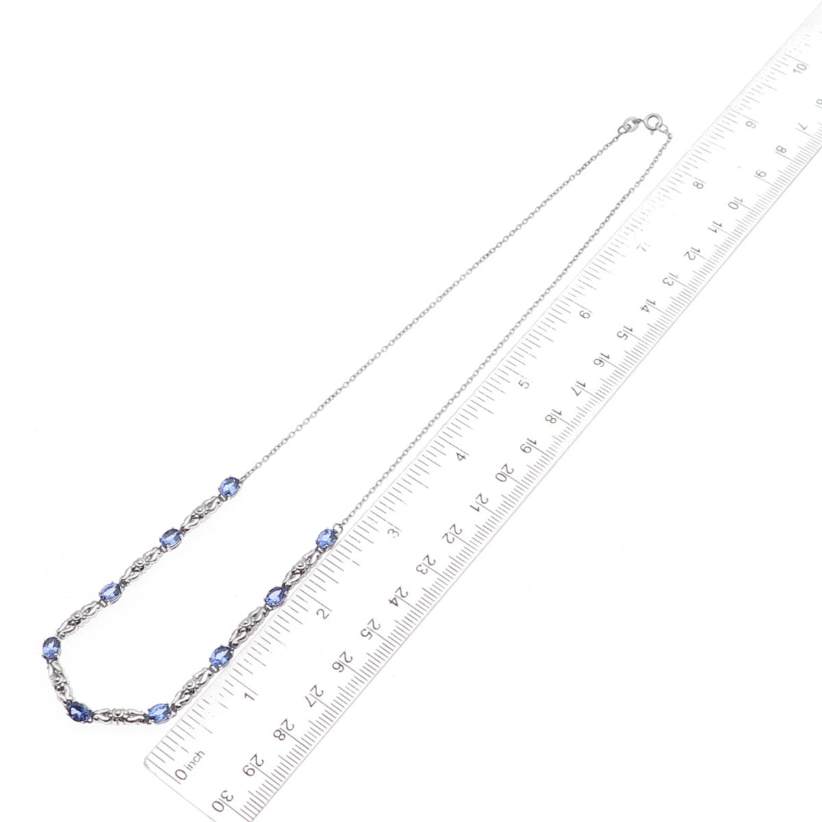 Chuck Clemency 925 Sterling Silver Real Tanzanite Cable Chain Necklace 18"