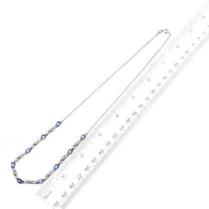 Chuck Clemency 925 Sterling Silver Real Tanzanite Cable Chain Necklace 18"