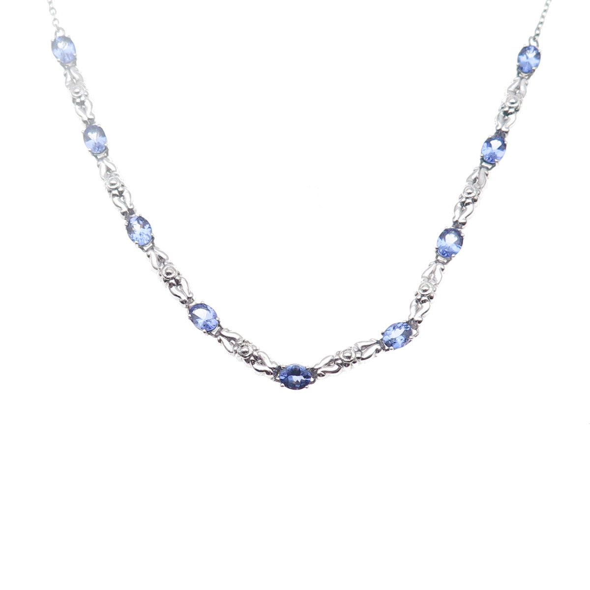 Chuck Clemency 925 Sterling Silver Real Tanzanite Cable Chain Necklace 18"