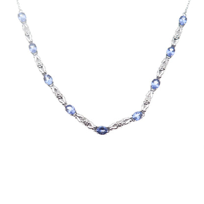 Chuck Clemency 925 Sterling Silver Real Tanzanite Cable Chain Necklace 18"