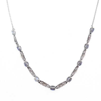Chuck Clemency 925 Sterling Silver Real Tanzanite Cable Chain Necklace 18"