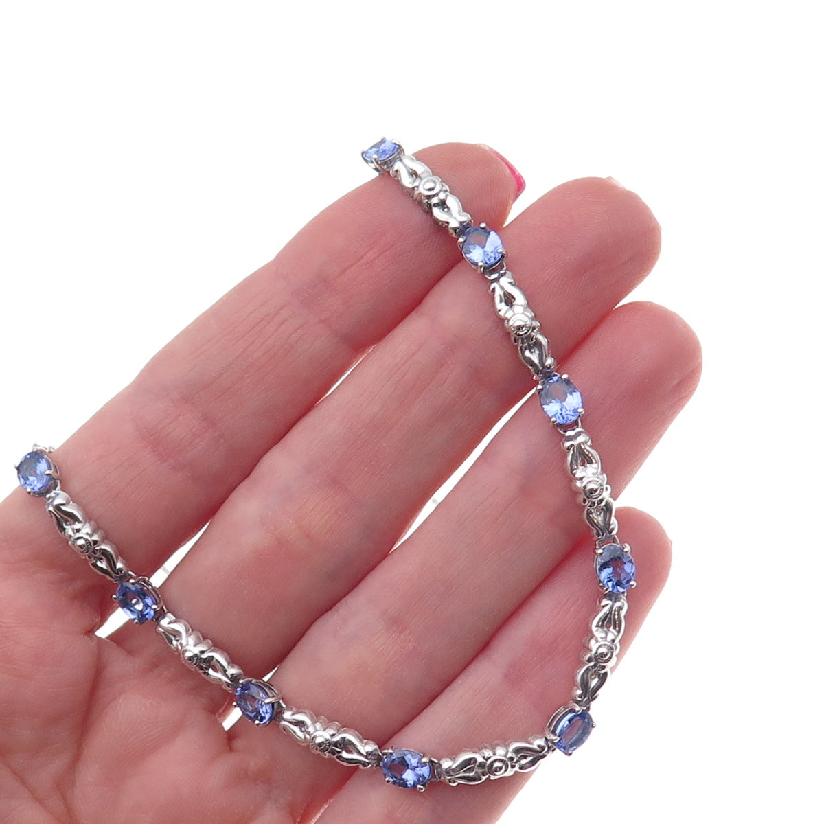 Chuck Clemency 925 Sterling Silver Real Tanzanite Cable Chain Necklace 18"