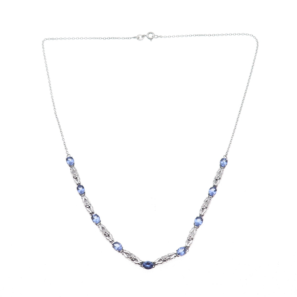Chuck Clemency 925 Sterling Silver Real Tanzanite Cable Chain Necklace 18"