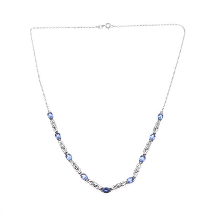 Chuck Clemency 925 Sterling Silver Real Tanzanite Cable Chain Necklace 18"