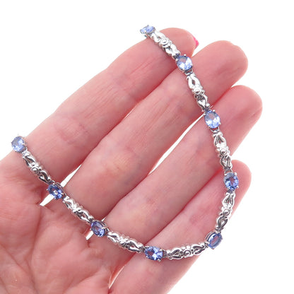 Chuck Clemency 925 Sterling Silver Real Tanzanite Cable Chain Necklace 18"