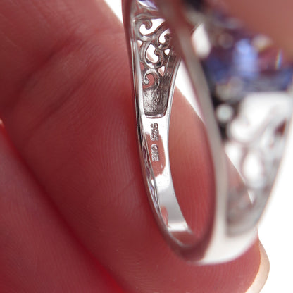 925 Sterling Silver Real Oval-Cut Tanzanite Ring Size 8