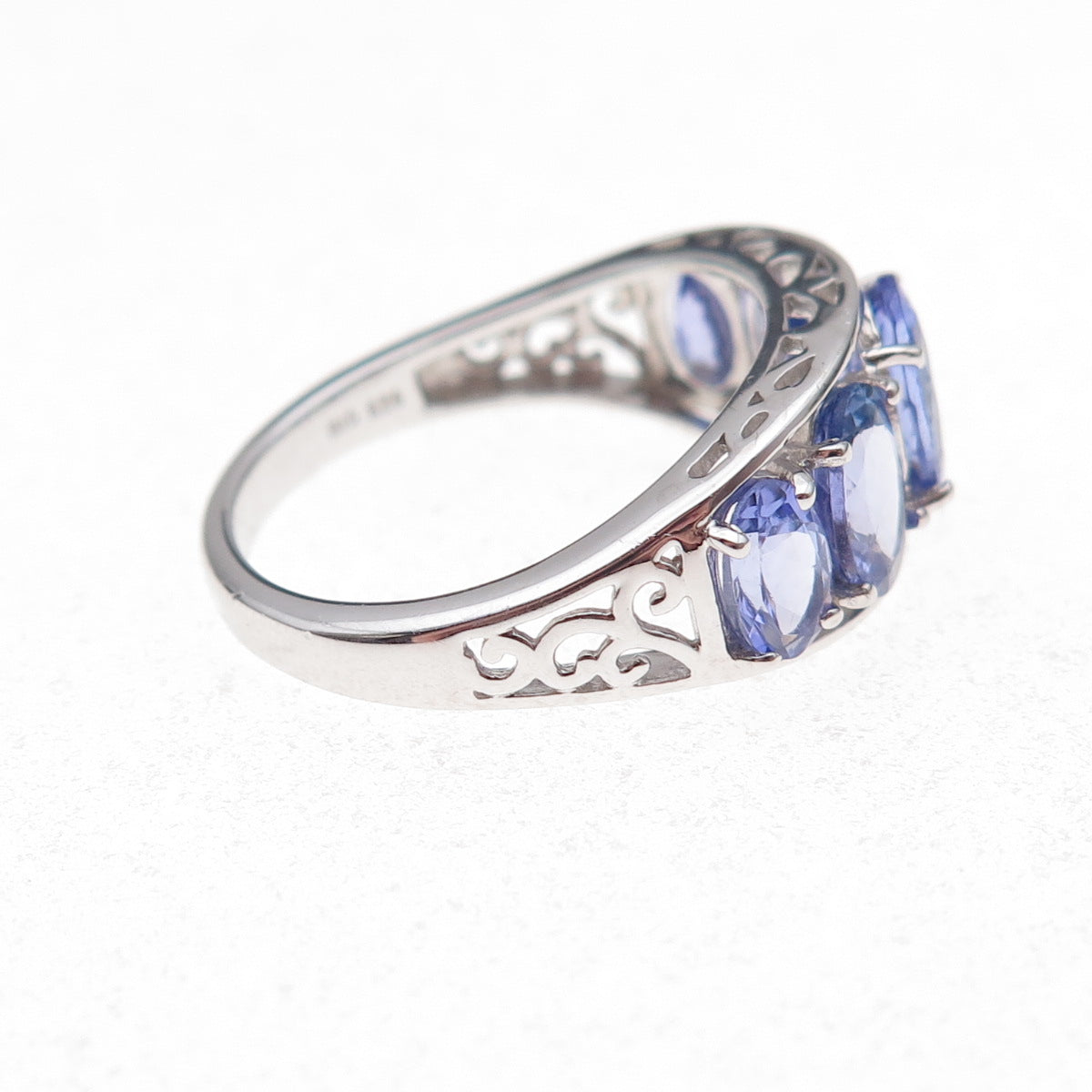 925 Sterling Silver Real Oval-Cut Tanzanite Ring Size 8