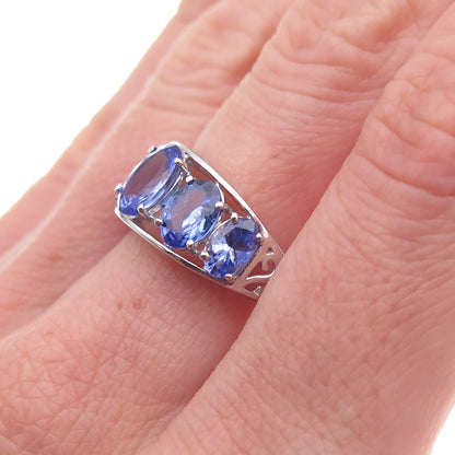 925 Sterling Silver Real Oval-Cut Tanzanite Ring Size 8
