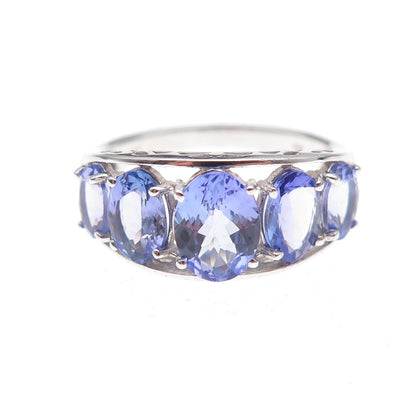 925 Sterling Silver Real Oval-Cut Tanzanite Ring Size 8