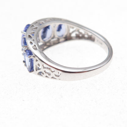 925 Sterling Silver Real Oval-Cut Tanzanite Ring Size 8