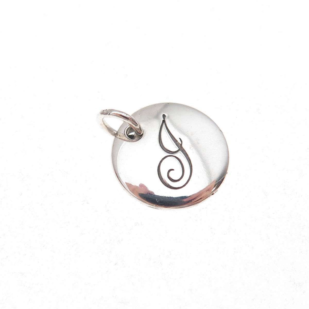 Tiffany & Co. 925 Sterling Silver Notes Alphabet Letter J Disc Charm Pendant