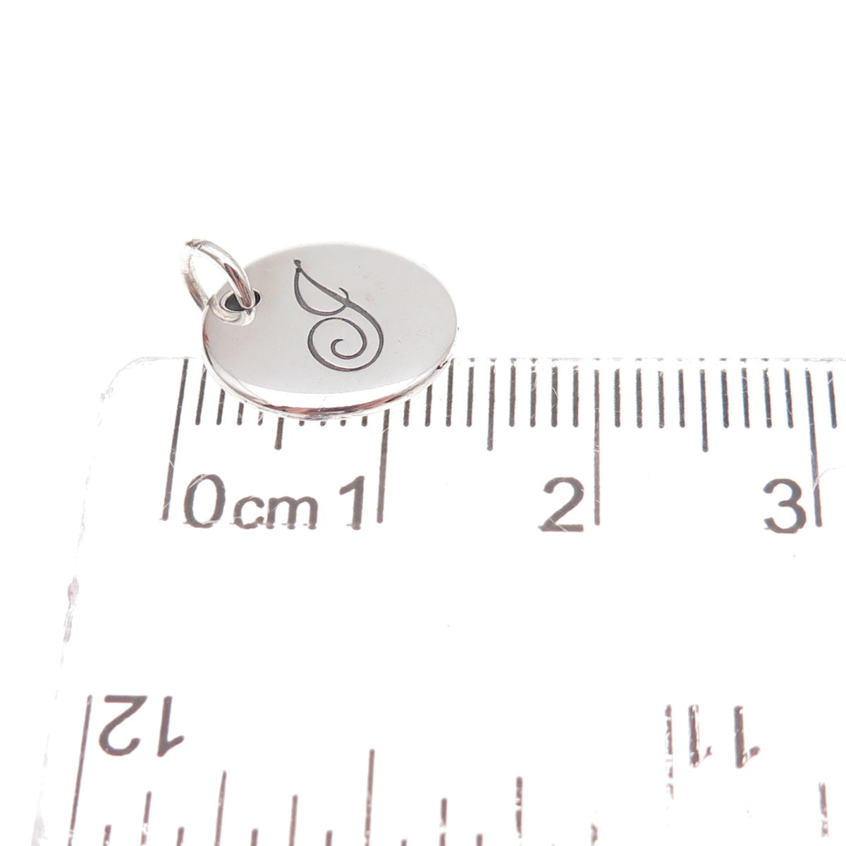 Tiffany & Co. 925 Sterling Silver Notes Alphabet Letter J Disc Charm Pendant