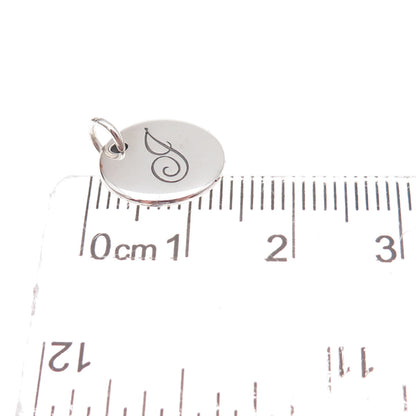 Tiffany & Co. 925 Sterling Silver Notes Alphabet Letter J Disc Charm Pendant