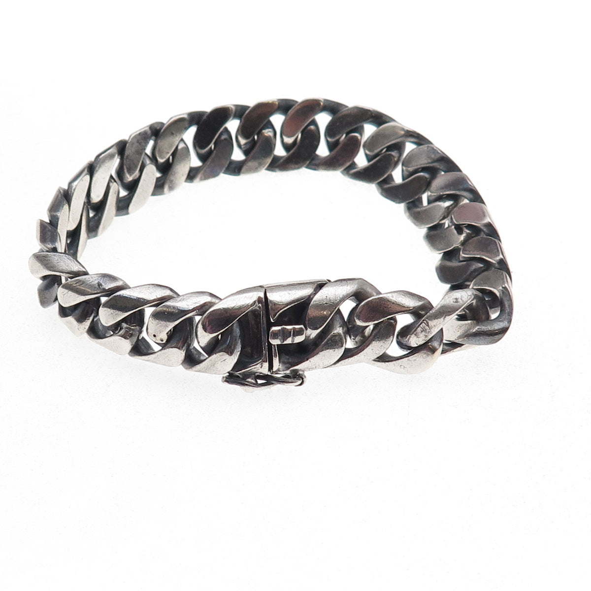 925 Sterling Silver Vintage Mexico Heavy 66.6g Cuban Link Bracelet 7.5"