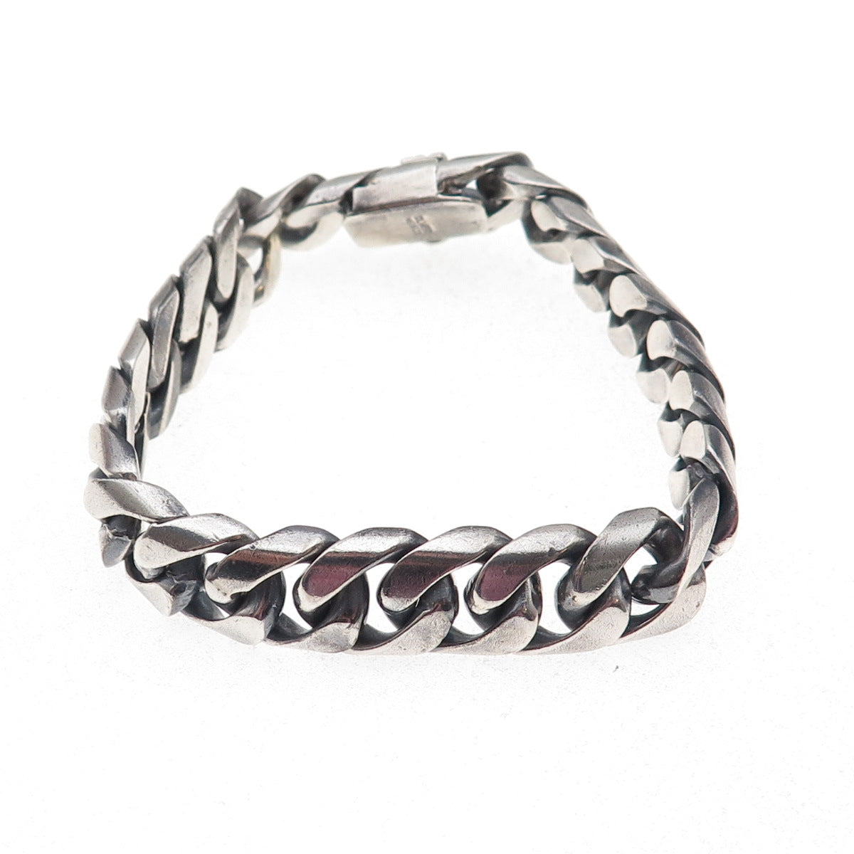 925 Sterling Silver Vintage Mexico Heavy 66.6g Cuban Link Bracelet 7.5"