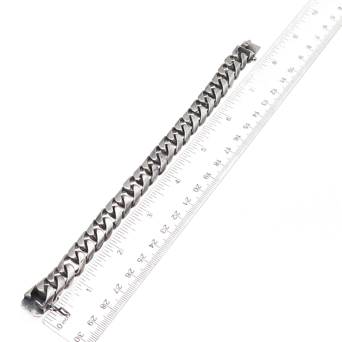 925 Sterling Silver Vintage Mexico Heavy 66.6g Cuban Link Bracelet 7.5"