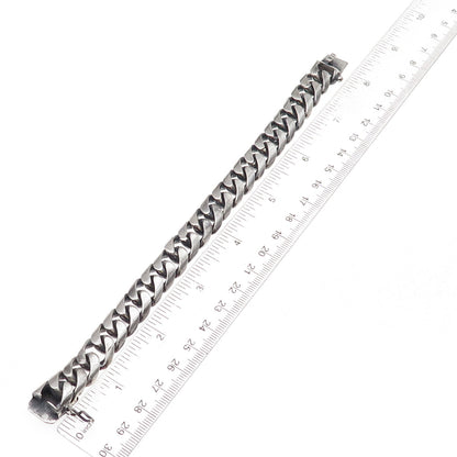 925 Sterling Silver Vintage Mexico Heavy 66.6g Cuban Link Bracelet 7.5"
