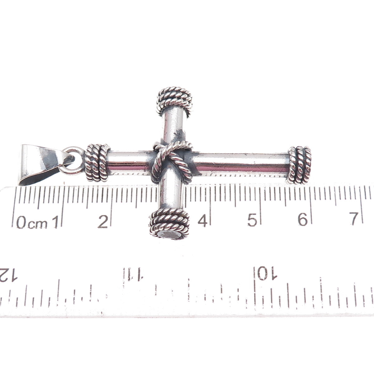 925 Sterling Silver Vintage Mexico Cross Oxidized Pendant