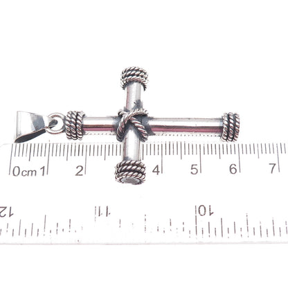 925 Sterling Silver Vintage Mexico Cross Oxidized Pendant