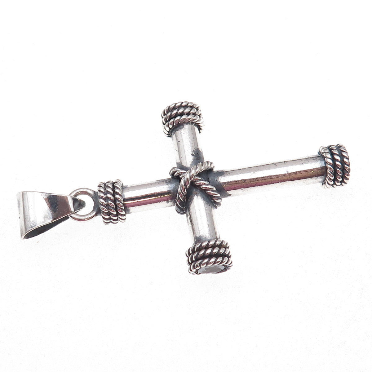 925 Sterling Silver Vintage Mexico Cross Oxidized Pendant