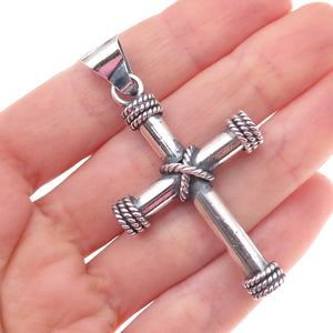 925 Sterling Silver Vintage Mexico Cross Oxidized Pendant
