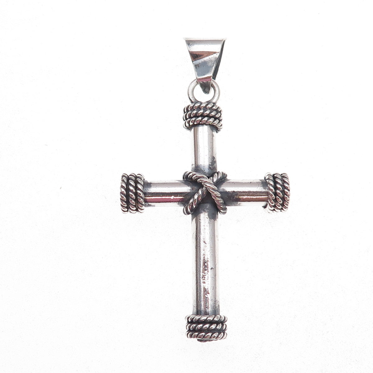 925 Sterling Silver Vintage Mexico Cross Oxidized Pendant