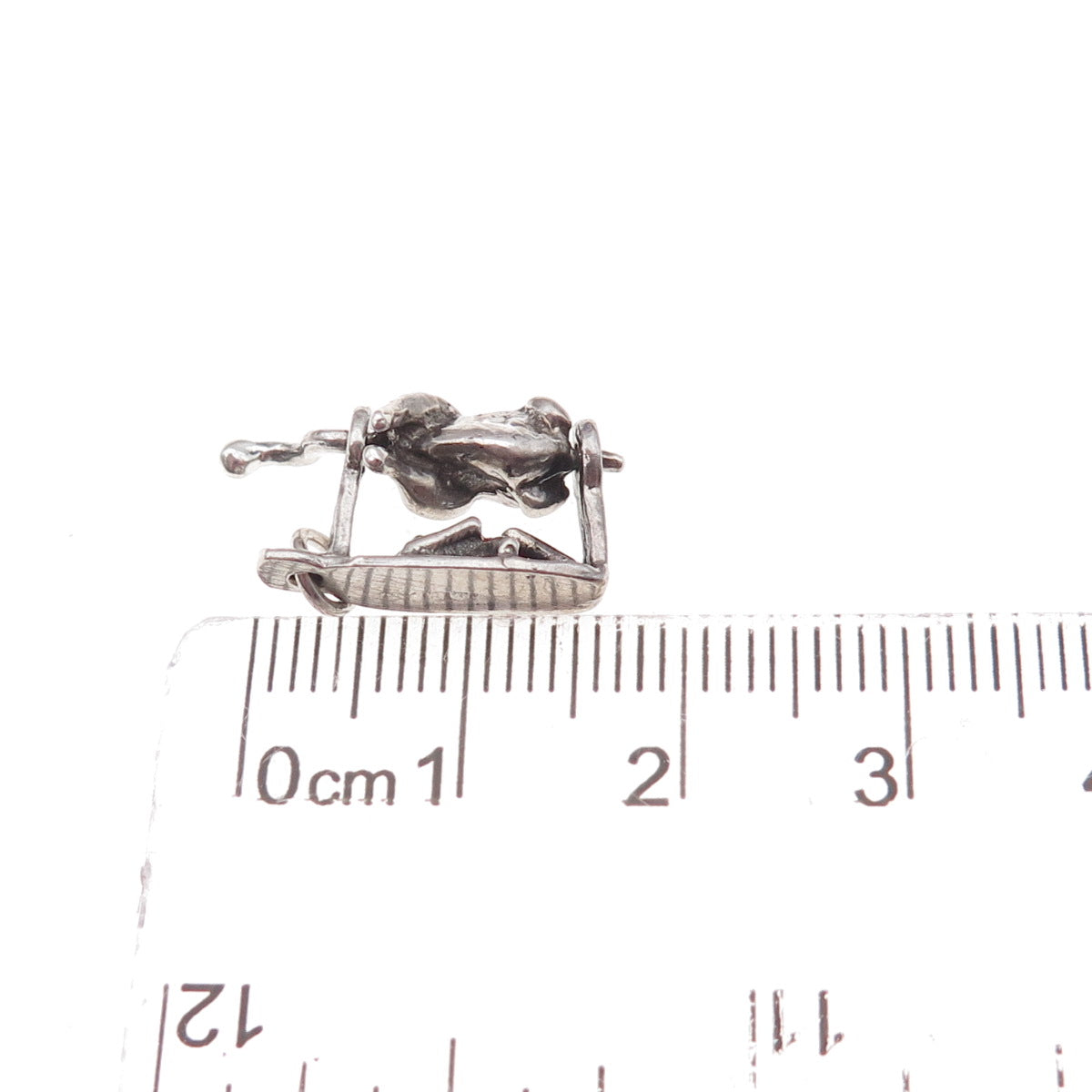 925 Sterling Silver Antique Art Deco Rotisserie Turkey Movable 3D Charm Pendant
