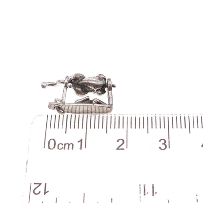 925 Sterling Silver Antique Art Deco Rotisserie Turkey Movable 3D Charm Pendant