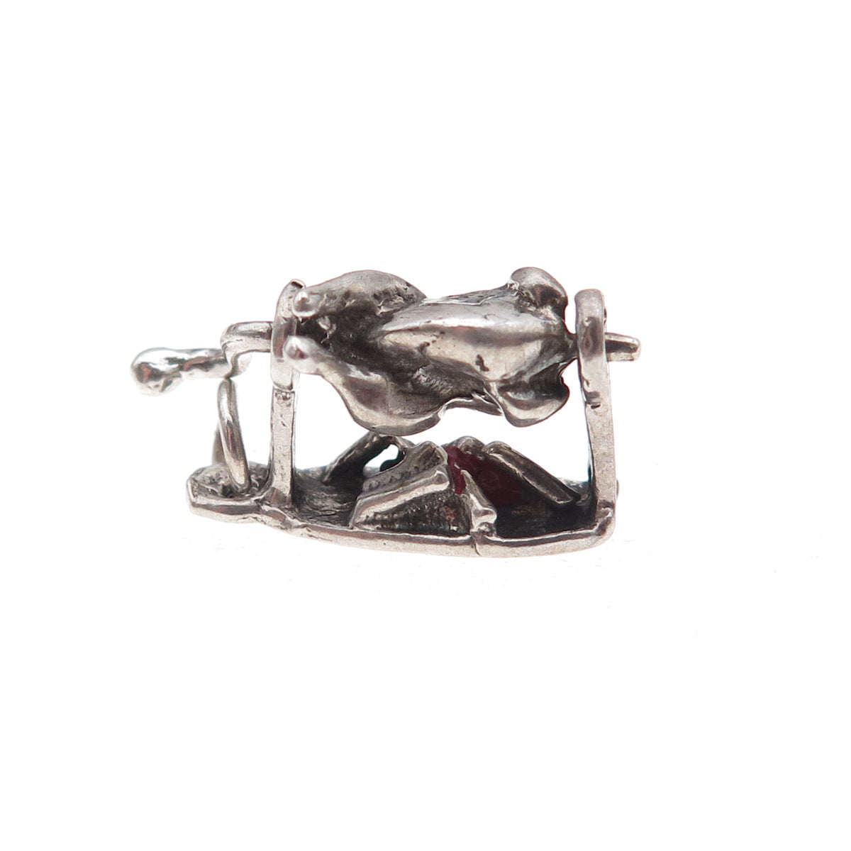 925 Sterling Silver Antique Art Deco Rotisserie Turkey Movable 3D Charm Pendant