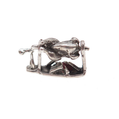 925 Sterling Silver Antique Art Deco Rotisserie Turkey Movable 3D Charm Pendant