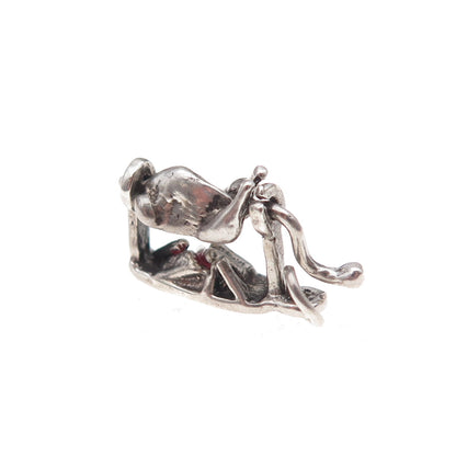925 Sterling Silver Antique Art Deco Rotisserie Turkey Movable 3D Charm Pendant