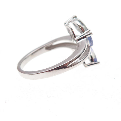 925 Sterling Silver Real Marquise-Cut Tanzanite Ring Size 8