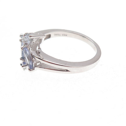 925 Sterling Silver Real Marquise-Cut Tanzanite Ring Size 8