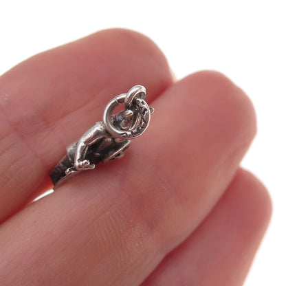 925 Sterling Silver Antique Art Deco Viking Warrior Oxidized 3D Charm Pendant