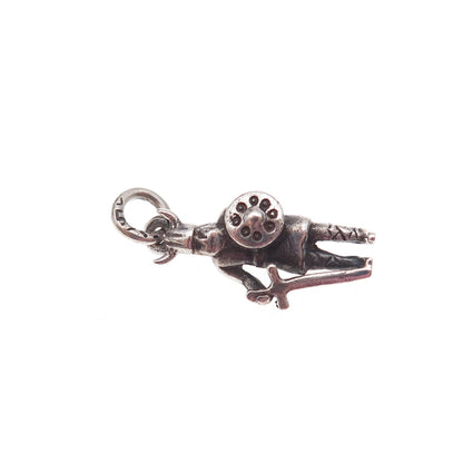 925 Sterling Silver Antique Art Deco Viking Warrior Oxidized 3D Charm Pendant