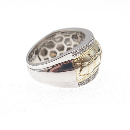 Jane Seymour 925 Sterling Silver 2-Tone Real Round-Cut Diamond Ring Size 7