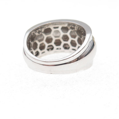 Jane Seymour 925 Sterling Silver 2-Tone Real Round-Cut Diamond Ring Size 7