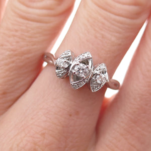 Sai 925 Sterling Silver Real Round-Cut Diamond Ring Size 7.25