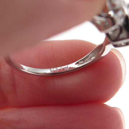 Sai 925 Sterling Silver Real Round-Cut Diamond Ring Size 7.25