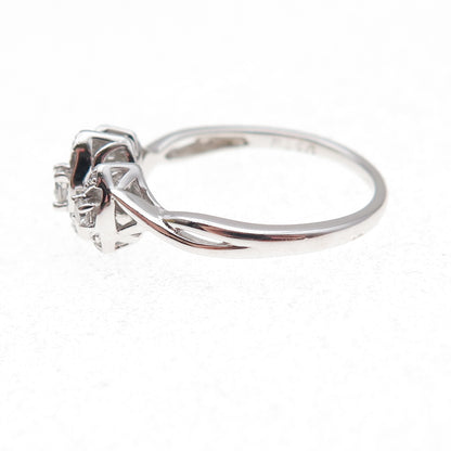Sai 925 Sterling Silver Real Round-Cut Diamond Ring Size 7.25